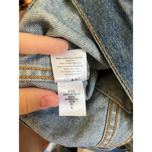 Veronica Beard Raina Blue Jean Denim Cropped Jacket Short Puff Sleeve | XL - Picture 12 of 13